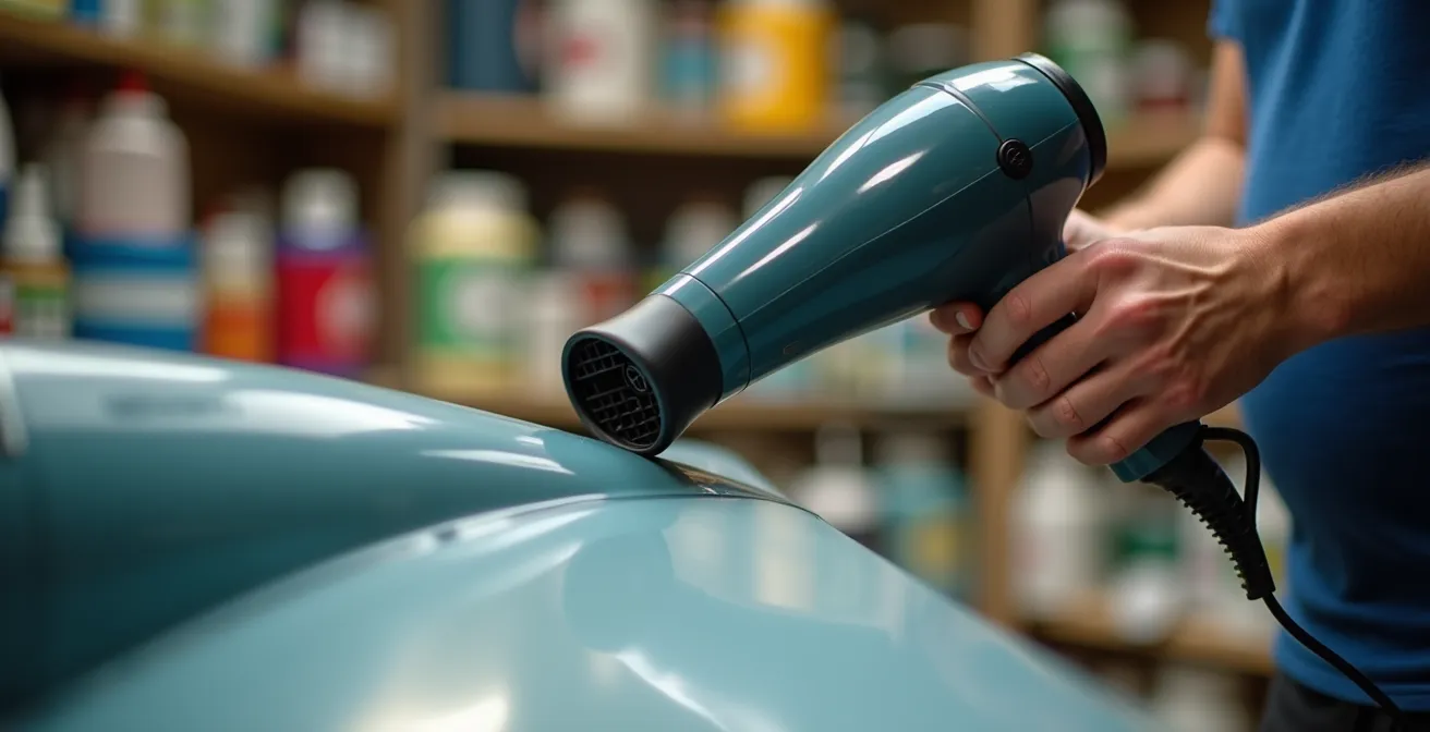 Demonstration of hairdryer technique for preventing water spots on model surface