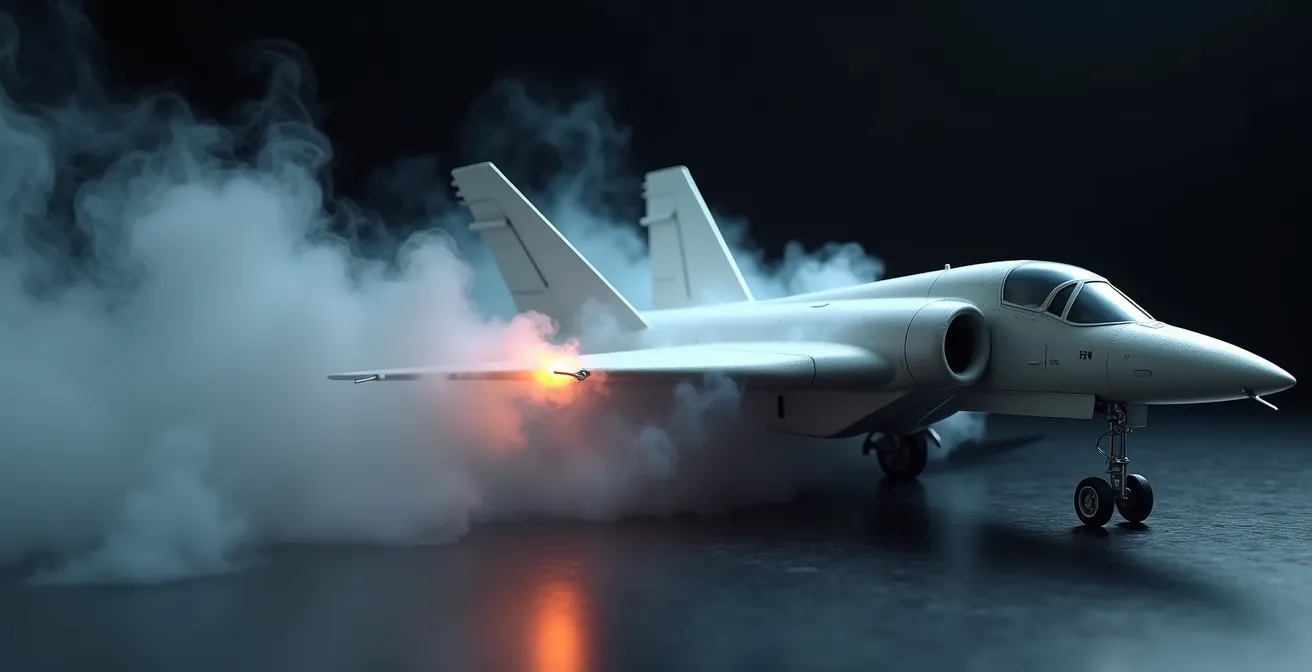 Diagram showing realistic exhaust stain flow patterns on aircraft fuselage