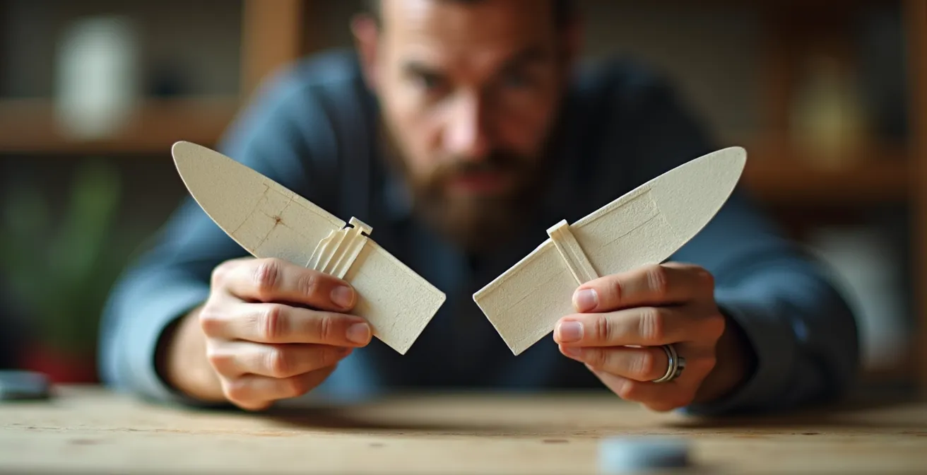Side-by-side comparison of aircraft wing showing overly contrasted panels versus properly blended unified surface