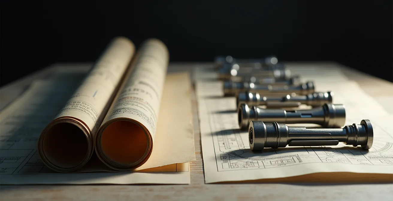 Split view showing paper blueprint versus actual prototype photograph