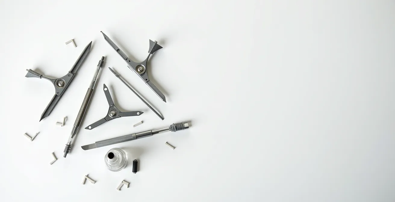 Minimalist modeling workspace showing essential tools arranged on clean surface