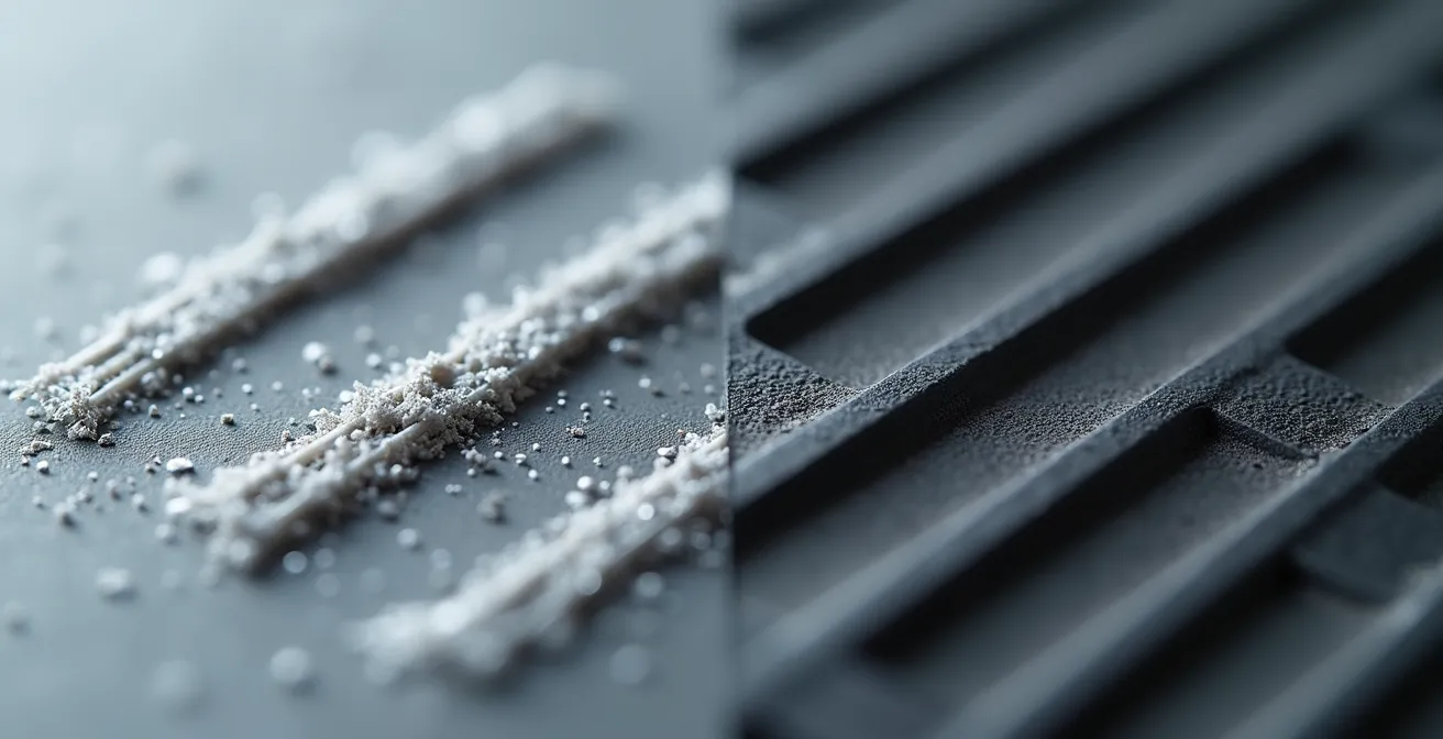 Extreme close-up comparing V-groove and U-groove panel line profiles on model plastic