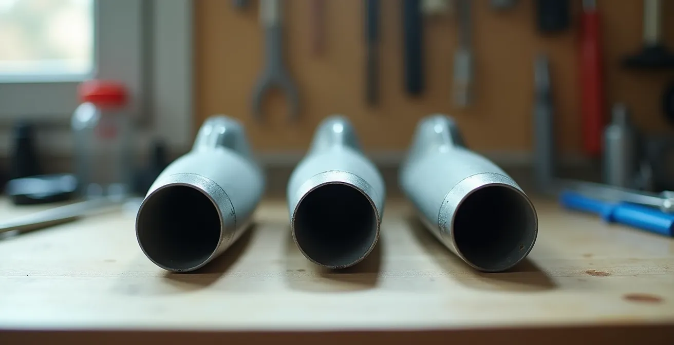 Visual decision tree showing when to drill out slide-molded exhausts versus leaving them as-is