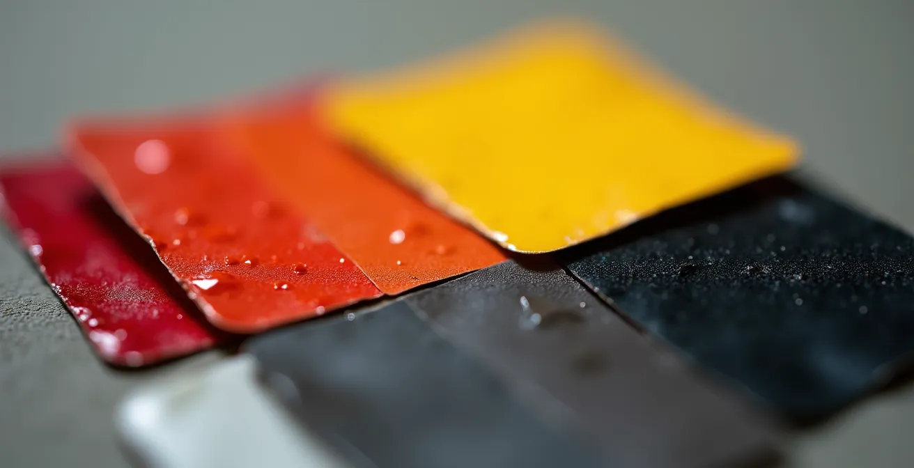Color paint samples showing orthochromatic film rendering effects