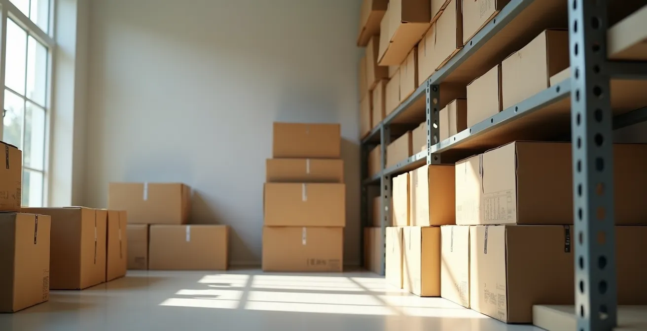 Wide view of an organized model kit storage area with a controlled, stable environment.