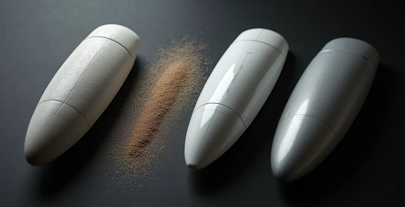 Progressive sanding stages on model airplane fuselage seam from rough to polished