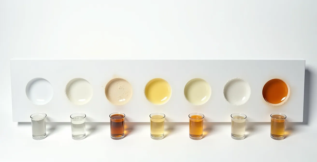 Test panel showing effects of different thinners on plastic model surface